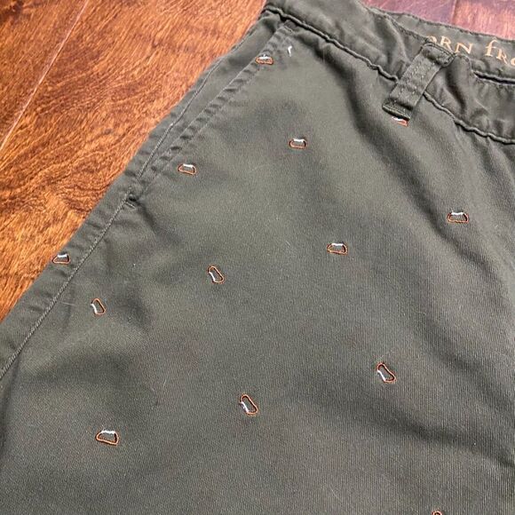 PrAna Chino AOP Embroidered Carabiner Olive Green Cotton Shorts Men's Size 32 - Picture 2 of 7